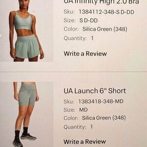 Under Armour Silica Green Women's Sport Bra and Shorts set